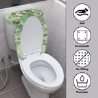 Viewamoon White Roses Toilet Cover Seat Polyester Fabric Toilet Protector Covers Dustproof Elastic Edges 2pcs Seat Covers Toilet Seat Cover Set Universal for Most Toilet Bowl Lids