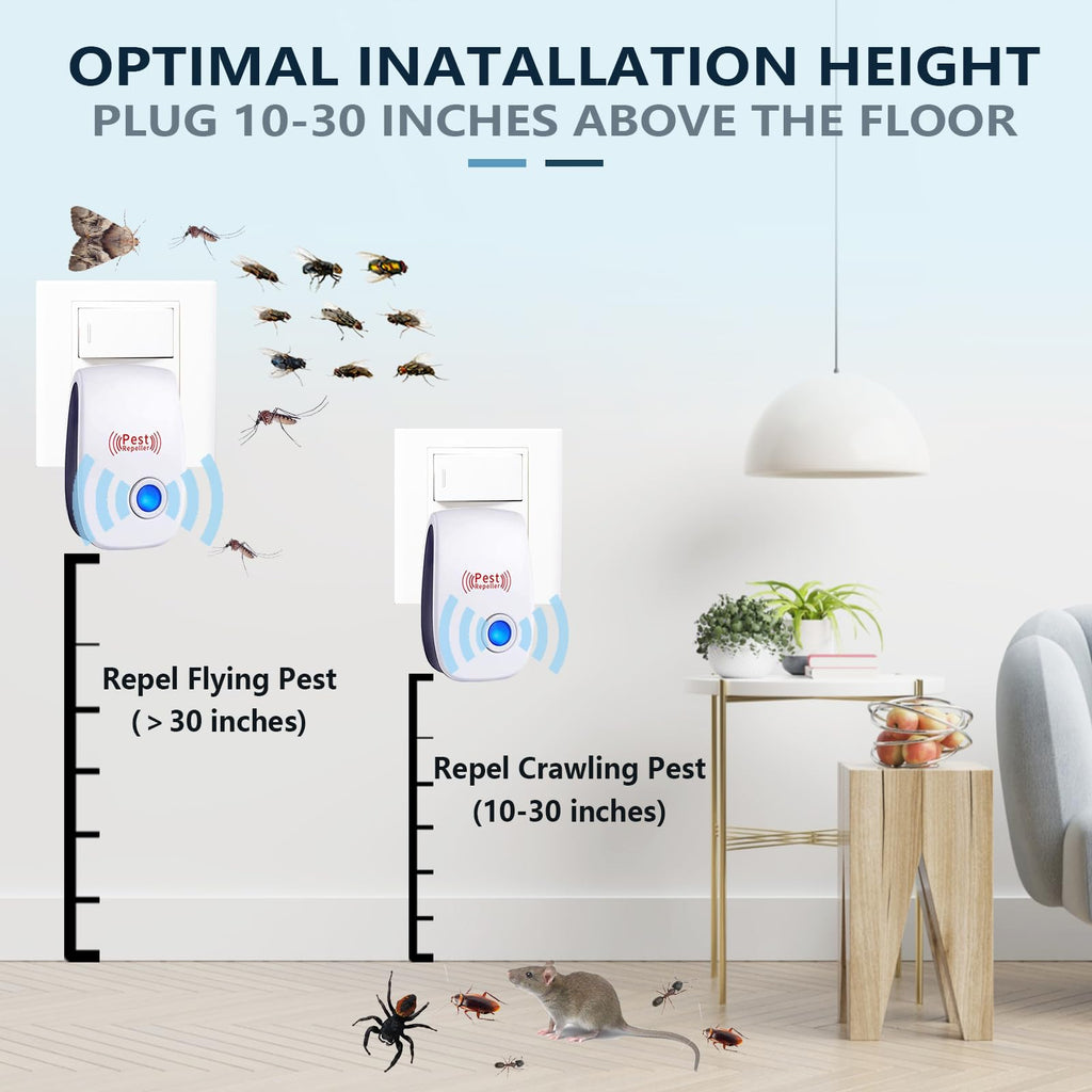 Ultrasonic Pest Repeller 10 Pack,Mosquito Repellent Plug in Pest Control Mice Repellent to Repel Flies,Spiders,Rodent,Ant,Indoor Cockroach Repellent for Home,Office,School,Safe for Adults Kids