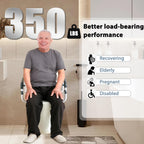 Toilet Safety Rail, Toilet Grab Bars for Seniors and Disabled with Adjustable Width, Toilet Safety Frame for Seniors Supports 350lbs (White - Capacity 350 lbs)