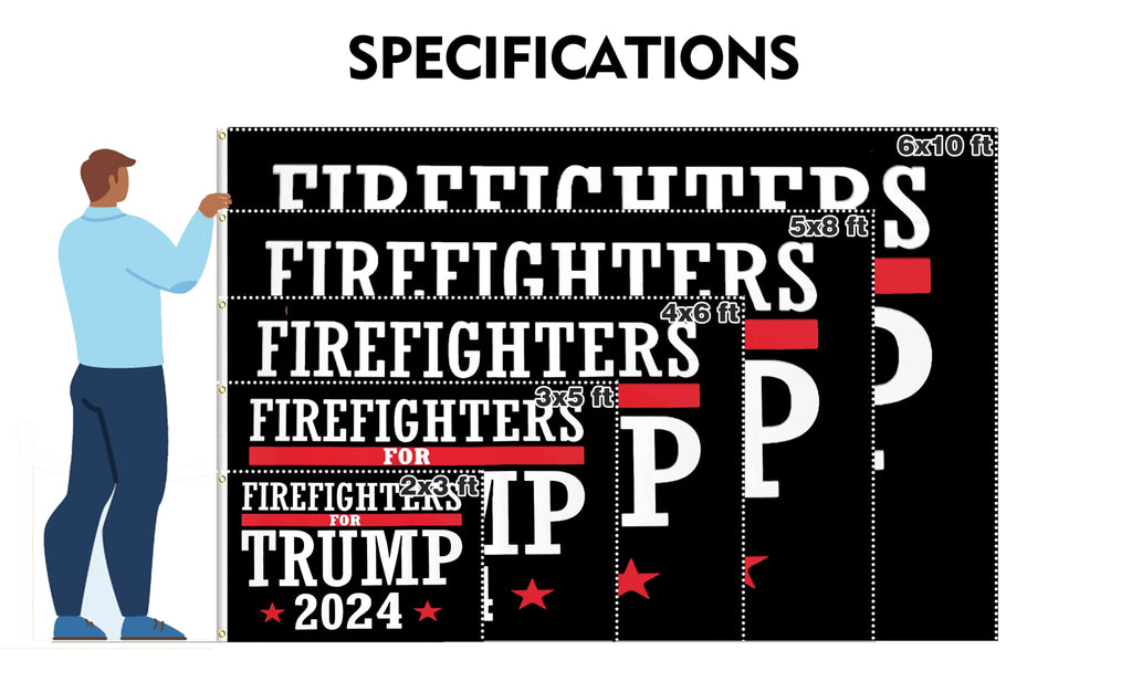 Firefighters For Trump Flag 2x3FT Trump 2024 Flag President Election Supporter Fans Patriotic MAGA Banner With 2 Brass Grommets Outdoor Indoor (Firefighters, 2x3ft)