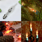 SOTOPOO 12 Count Halloween Flickering Flame Lights Bulbs, C7 Flame Bulbs / E12 Flickering Flame Bulb - Clear Flame Shaped, Christmas Halloween Candle Light Bulbs, C7 String Light Bulbs Replacement