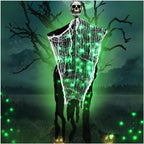 Halloween Decorations Outdoor Scary Hanging Ghosts Come with 60 LED Lights, Halloween Ghost Decor Outdoor, Indoor, Halloween Party, Balcony, Porch, Wall - Green Light