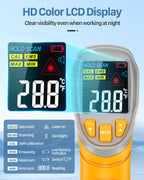 Eventek Digital Infrared Thermometer, -58℉～1112℉(-50℃～600℃) Non-Contact Laser Temperature Gun with Color Display & Adjustable Emissivity for Cooking/BBQ/Food/Fridge/Pizza Oven/Engine (Not for Human)