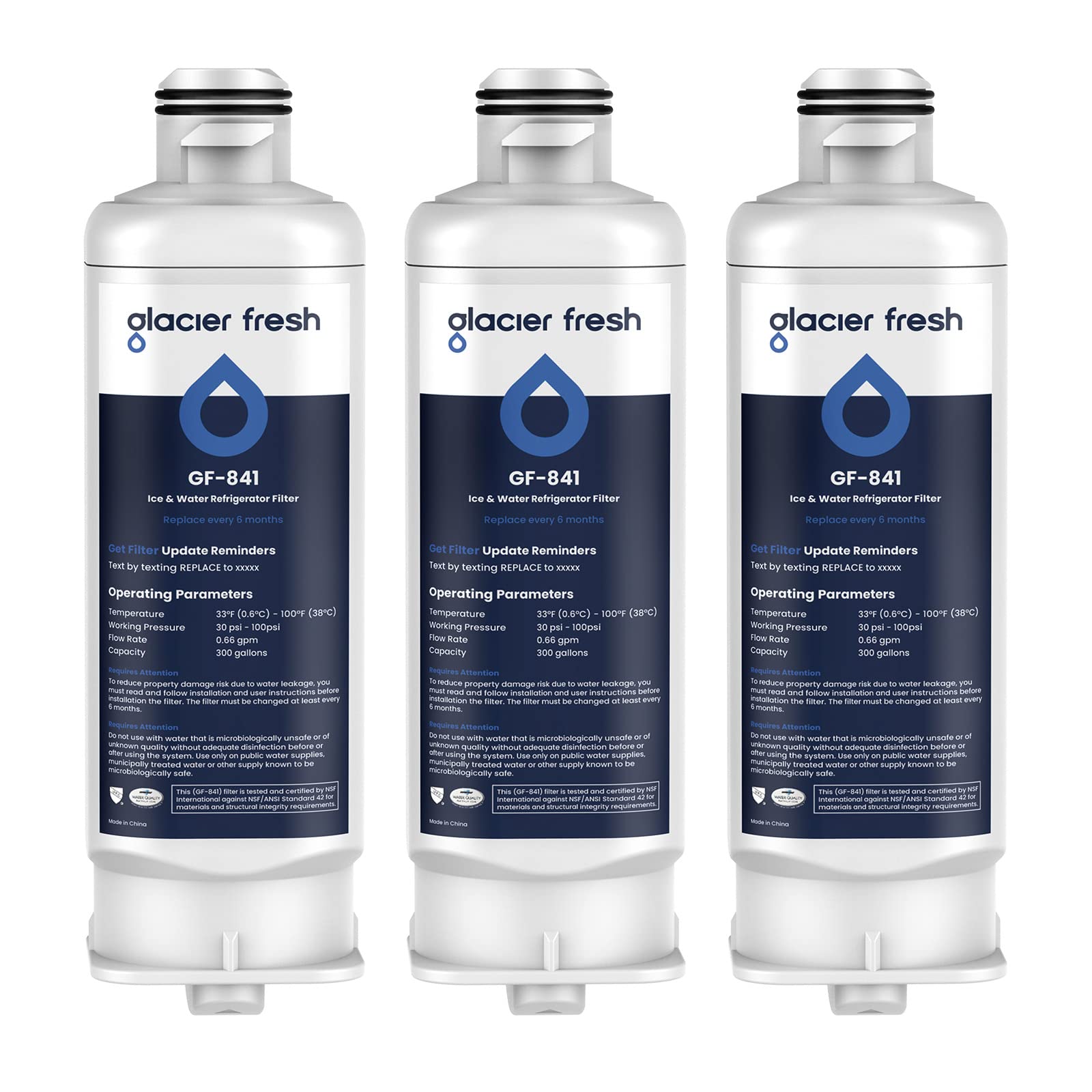 GLACIER FRESH DA97-17376B HAF-QIN Water Filter Replacement for Samsung HAF-QIN/EXP, DA97-08006C, RF23M8070SG, RF23M8070SR, RF23M8090SG, RF23M8090SR, RF23M8570SR, RF23M8590SG (3 Pack)