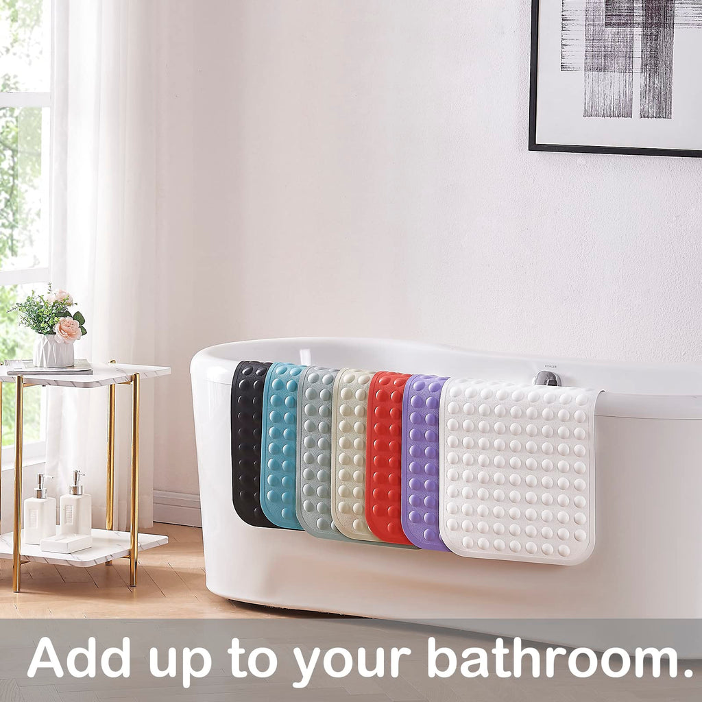 Yanzifly Bathtub Mat Non Slip Bath Mat for Tub Silicone Soft & Safe, Bath Tub Mat Non Slip Shower Mats, Suction Cups Bath Tub Anti Slip Matt for Kids Elderly Non Toxic, Machine Washable- Purple
