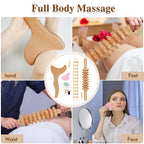 DCIAER 4 in 1 Wood Therapy Massage Tools Lymphatic Drainage Massager Kit - Maderoterapia Kit - for Gua Sha Massage, Anti Cellulite, Body Sculpting, Get Rid of Cellulite