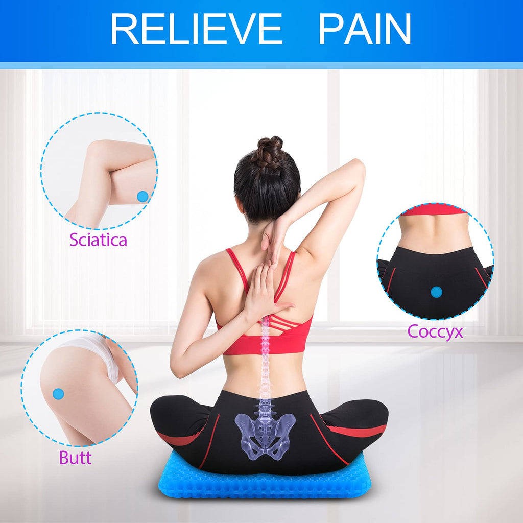 KYSMOTIC Large Gel Seat Cushion for Long Sitting (Super Large & Thick), Soft & Breathable, Gel Cushion for Wheelchair Reduce Sweat, Gel Chair Cushion for Hip Pain, Gel Seat Cushion for Office Chair