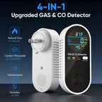 Natural Gas Leak Detector and Carbon Monoxide Detectors - 4 in 1 Natural, Propane, Co & Gas Leak Detector - Carbon Monoxide Detectors Plug in - Temperature & Humidity Detectors for Home, RV (3 Packs)