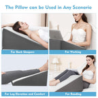 OAISZ Wedge Pillow for Sleep Apnea, 12 Inch Bed Wedge Pillow for Headboard, Headboard Triangle Pillow Wedge for Acid Reflux, After Surgery, Snoring, Cooling Memory Foam Top, Removable Cover
