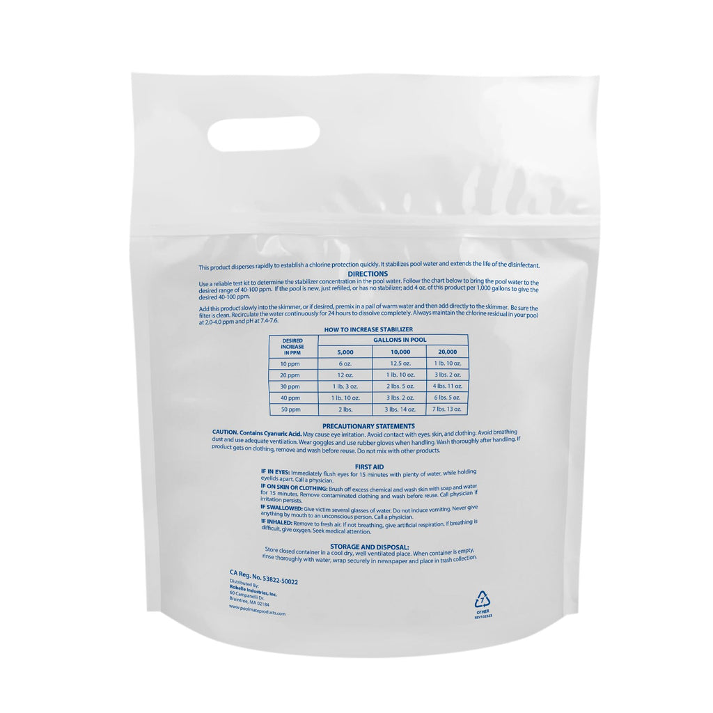 Pool Mate 4-Pounds Premium Pool Stabilizer and Conditioner, Concentrated Cyanuric Acid for Pools, Helps Chlorine Last Longer