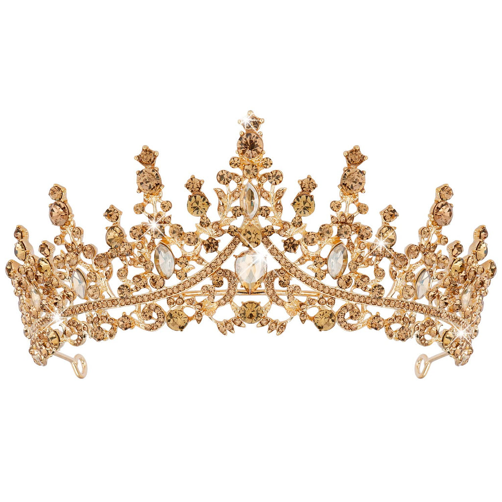 COCIDE Gold Tiara and Crown for Women Crystal Queen Crown Princess Rhinestone Tiara for Girl Bride Wedding Hair Accessories for Bridal Birthday Party Prom Halloween Costume Cosplay
