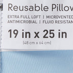 McKesson Reusable Bed Pillow, Stain-Resistant, Vinyl Cover, Blue, 19 in x 25 in, 1 Count