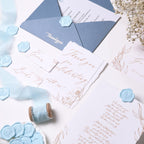 UNIQOOO Wax Seal Stickers - Eucalyptus Wedding Invitation Envelope Seal Stickers, 50 Pcs Self- Adhesive Light Blue Stickers, Perfect for Invitation, Christmas, Gift Wrapping