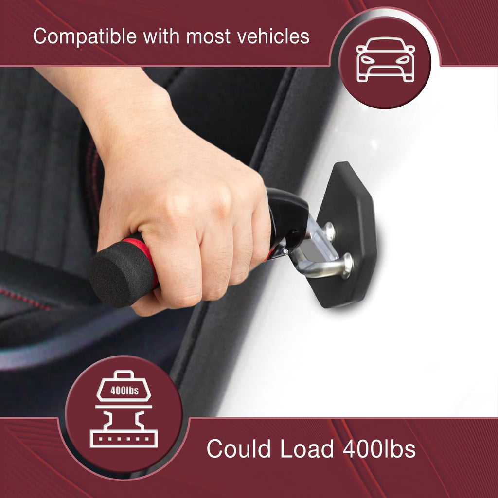 KOUNATSURI Car Door Handle for Elderly Car Handle Assist Support Handle Multifunction Handle Car Door Latch Handle for Seniors and Handicapped Red