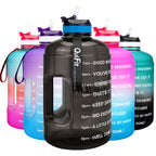 Motivational Gallon Water Bottle - with Straw & Time Marker BPA Free Large Reusable Sport Water Jug with Handle for Fitness Outdoor Enthusiasts Leak-Proof(Black,1 gallon)