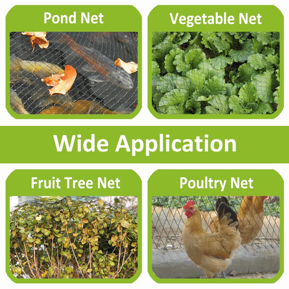 POYEE 7.5 x 100 FT Bird Netting for Garden Woven Mesh Garden Netting for Plants, Vegetable, Fruit Trees, Blueberry Bushes, Strawberries Against Birds, Deer, Squirrels and Other Animals