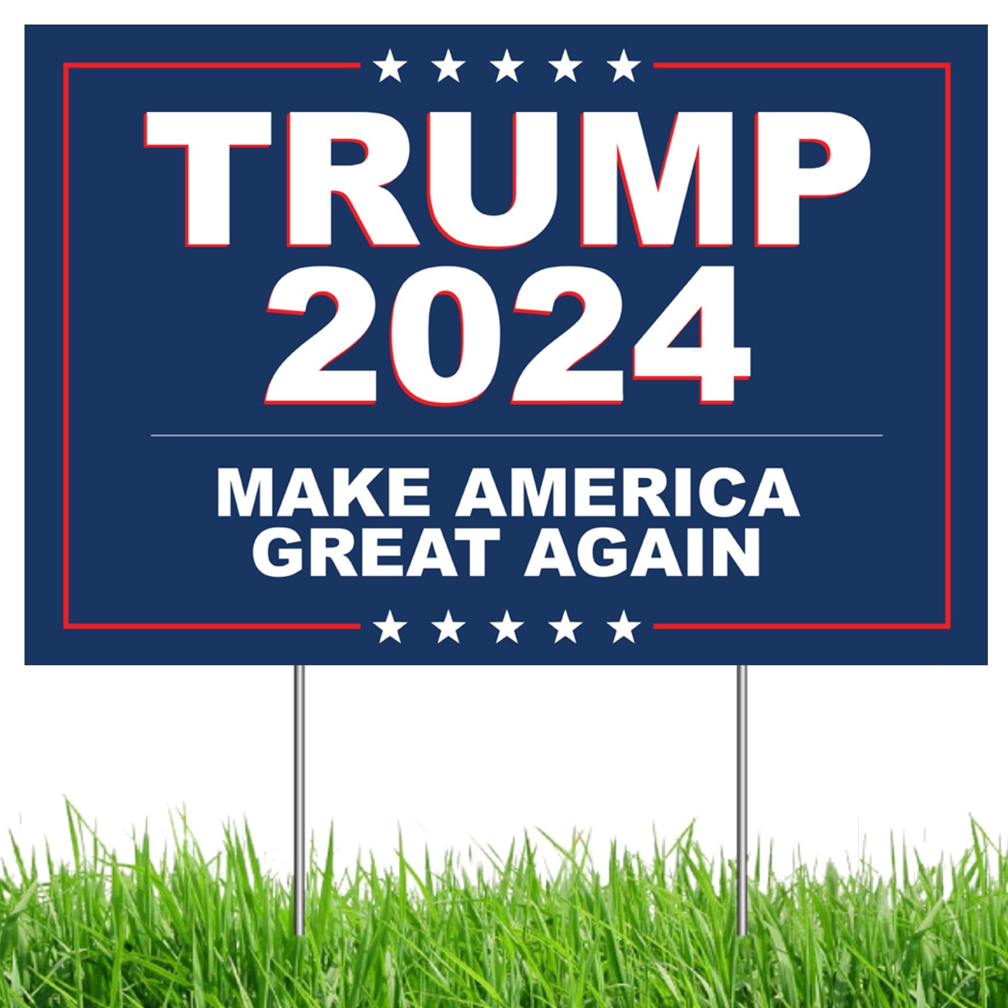 Trump 2024 Yard Sign, Trump Signs for Yard, 12" x 18" inches Double Sided with H-Metal Stake, Trump 2024 Signs for Yard, Maga Yard Sign, Trump Signs, Donald Trump Yard Sign, Trump Lawn Sign