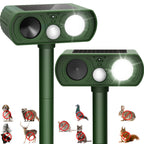 Upgraded Solar Ultrasonic Animal Repellent Outdoor, Deer Repellent Devices Squirrel Cat Raccoon Rabbit Dog Deterrent, Keep Skunk Away Motion Detection with Flash Light for Yard Garden Lawn 2PACKGreen