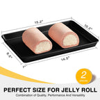 HONGBAKE 2 Pack Jelly Roll Pan Set 15x10, Cookie Sheets for Baking with Diamond Texture, Baking Sheets Non Stick, Non Toxic Oven Trays for Cooking, Heavy Duty 57% Thicker Carbon Steel, Dark Gray