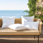 Pack of 2 18x18 Outdoor Pillow Inserts, Outdoor Throw Pillows Water-Resistant Decorative Premium Square Pillow Stuffer Sham for Porch Swing Couch Sofa Cushion Patio Furniture