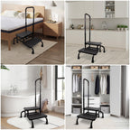 UFIZZY 2 Step Stool with Handle for Elderly with 5 Legs, Heavy Duty Bedside Step Stool for Seniors Adults, Medical Foot Stool with Adjustable Handrail for Kitchen, Bathtub, RV, Holds up to 400LBS