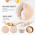 DOYOLLA Bread Proofing Baskets Set of 2 12 inch Round Dough Proofing Bowls w/Liners Perfect for Home Sourdough Bakers Baking