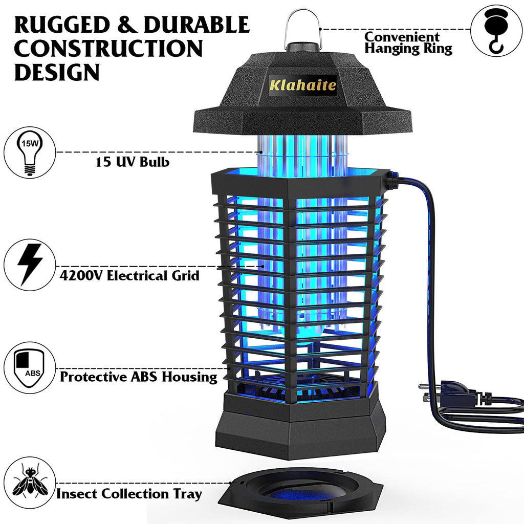 Klahaite Bug Zapper Outdoor, Mosquito Zapper Indoor, Insect Fly Trap for Home Garden