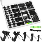 Picture Hangers, 385Pcs Picture Hanging Kit with Heavy Duty Picture Hanging Hooks, Sawtooth, Hardware Nails and Picture Hanging Tool, Wall Hangers for Frame, Painting, Art, Photo (Black)