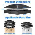 Peasur 4x4 Solar Post Cap Light 10 Pack, 2 Modes 16 LED Fence Deck Post Lights Waterproof, Black Post Lights Solar Powered Outdoor, Fit 4x4, 3.5x3.5 Wood/Vinyl Posts for Porch Fence