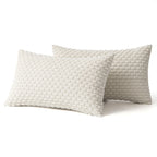 MIULEE Throw Pillow Covers Soft Corduroy Decorative Set of 2 Boho Striped Pillow Covers Pillowcases Farmhouse Home Decor for Christmas Couch Bed Sofa Living Room 12x20 Inch Cream White