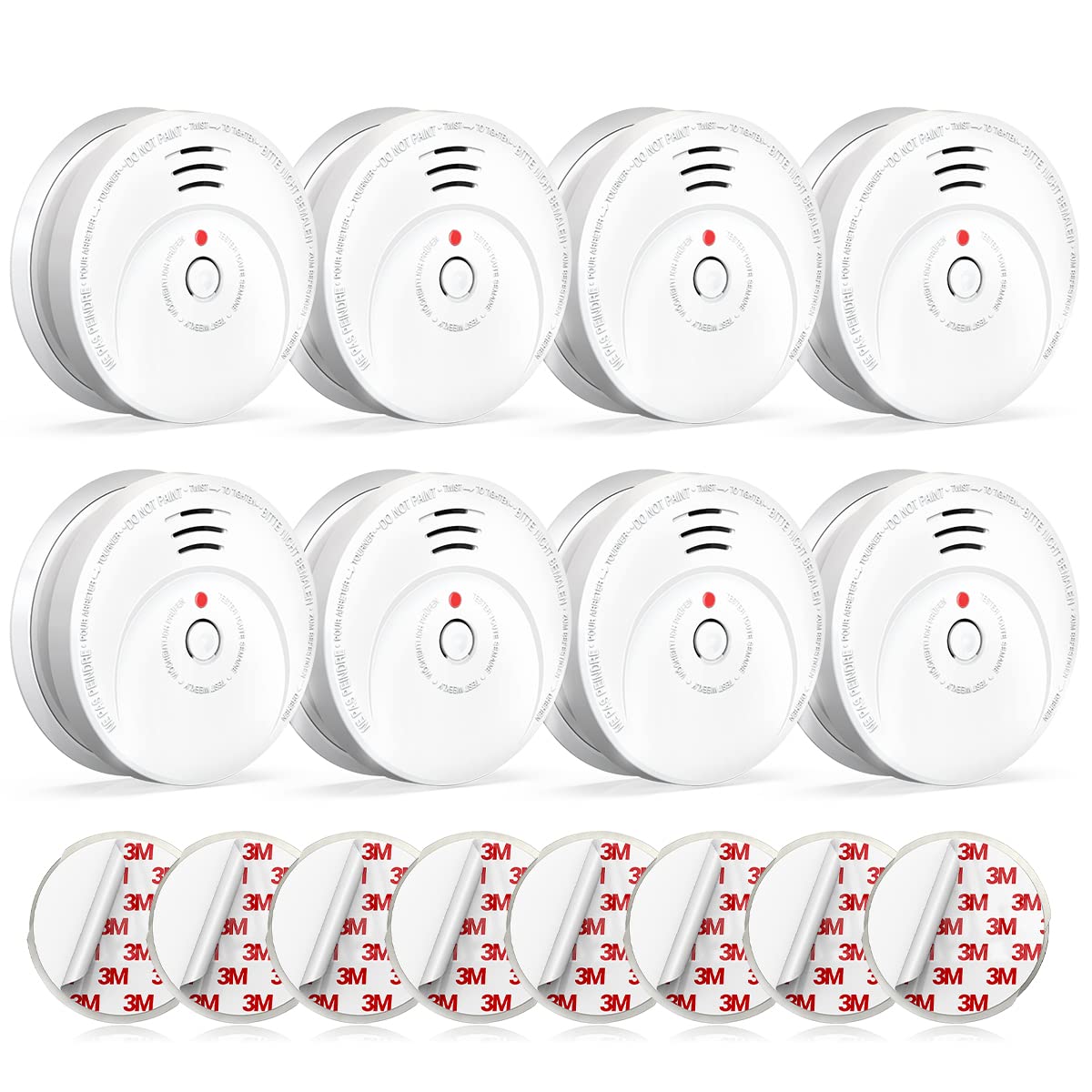 Jemay Smoke Alarm, Fire Alarm Smoke Detector with Battery Backup, Smoke Detector with Test Button, 8 Packs