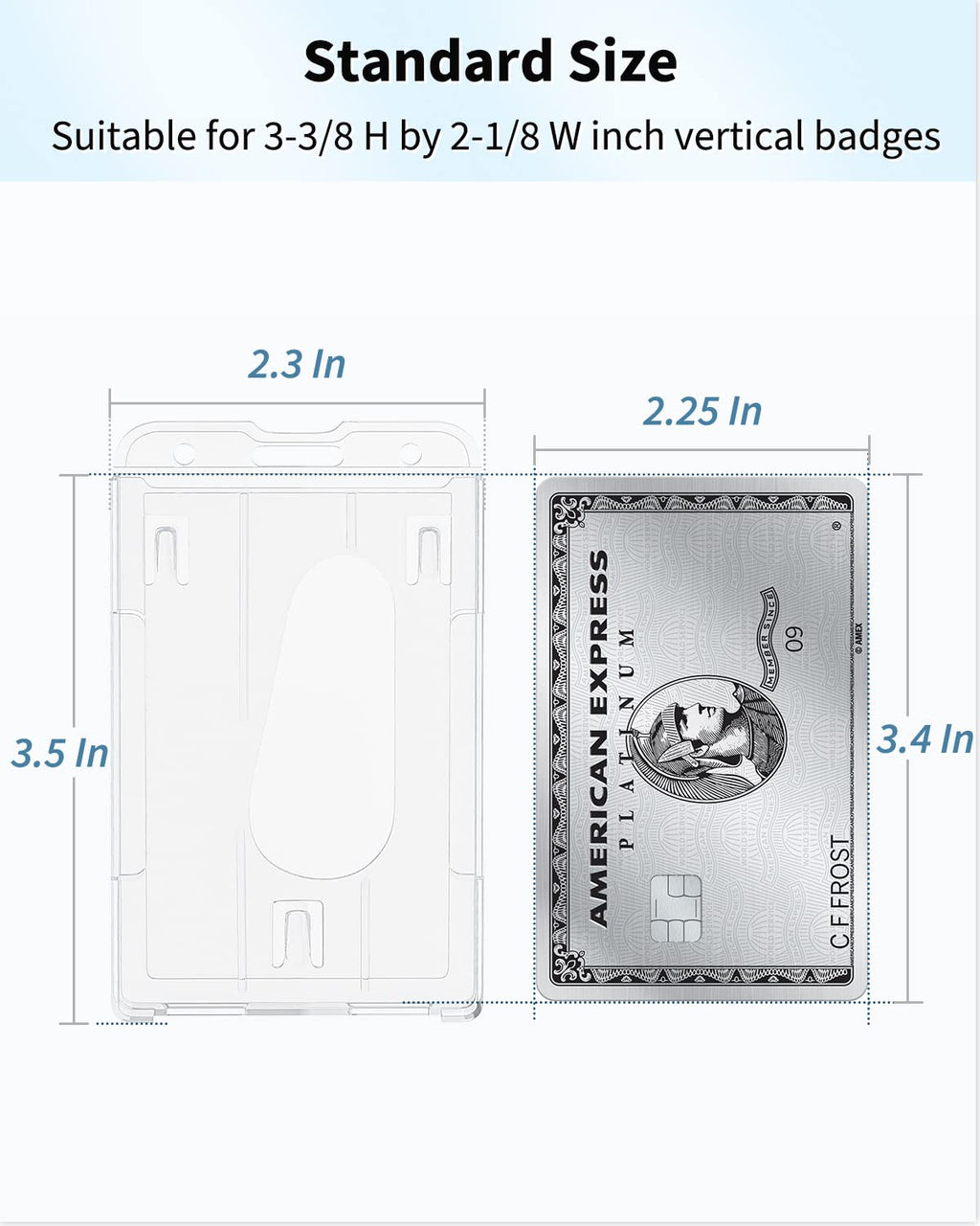 2 Pack Vertical 2-Card Badge Holder with Thumb Slot Hard Transparent PC Case Protector for Office School IDs Credit Cards Driver’s Licenses and Passes
