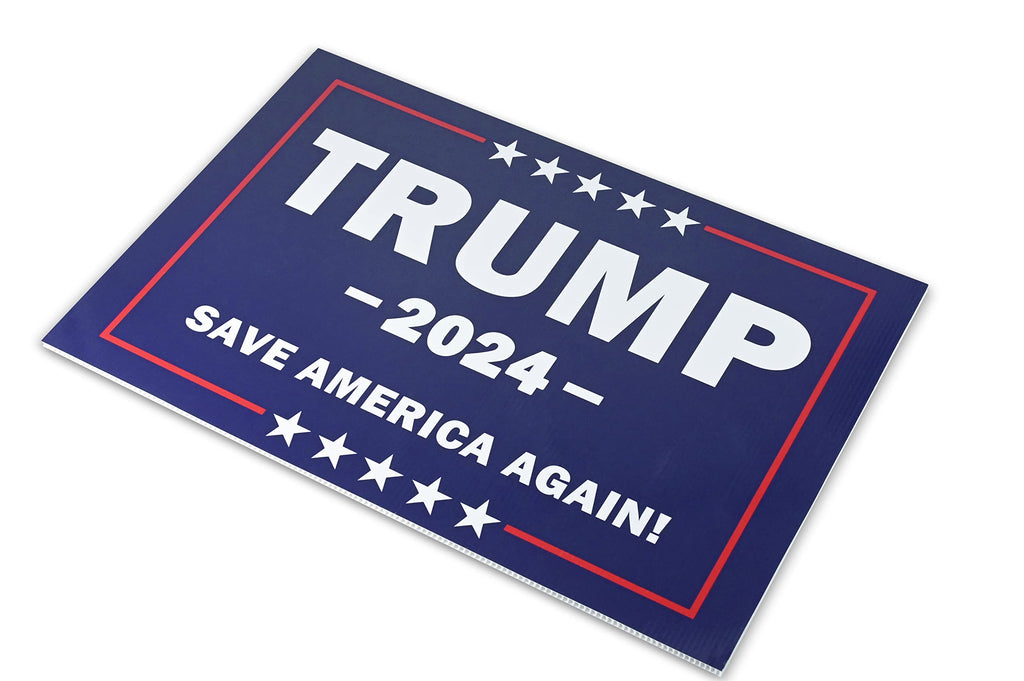 Donald Trump 2024 yard sign Save America Again sign with Metal Stake,18"x14"Double Sided Fade Resistant, USA style sign