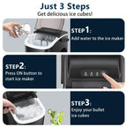Antarctic Star Countertop Ice Maker Portable Ice Machine with Handle,Self-Cleaning Ice Makers, 26Lbs/24H, 9 Ice Cubes Ready in 6 Mins for Home Kitchen Bar Party (Black)