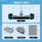 UIRWAY 4-in-1 Deluxe Swimming Pool Cleaning Kit - Includes Detachable Pool Brush, Heavy Duty Deep Leaf Skimmer Net, Fine Mesh Net, Extendable Aluminum Pole for Inground & Above Ground Pools Cleaning