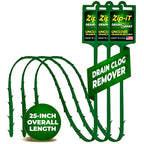 The original Zip-It Hair Clog Remover 25-inch Overall Length Drain Snake Cleaner (3-Pack), Unclog Your Sink, Shower, & Tub Drain In Seconds – Non-toxic, Made in the USA