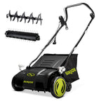 Sun Joe 15-Inch Electric Powered Lawn Dethatcher with Scarifier Blade Reel and Collection Bag - 13-Amp Corded Yard Power Rake Tool Machine for Grass Thatch Removal, AJ805E