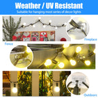 Keviyi Hooks for Outdoor String Lights Clips: 54Pcs Heavy Duty Cable Clips with Waterproof Adhesive Strips for Hanging Christmas Light - Outside UV-Resistant Clear Sticky Cord Holders Rope Organizer