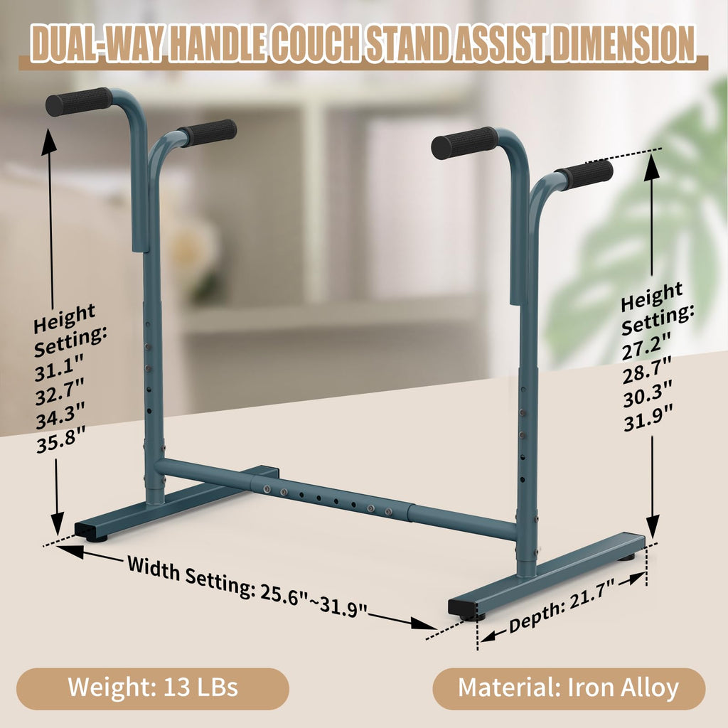 Adjustable Dual-way Handles Couch Chair Stand Assist for Seniors, Standing aid & Support Device, Chair Lift Assist Device for Elderly Mobility & Daily Living Stand to Sit(300LBs Loading, Dark Gray)