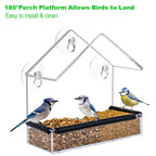 HATILP Window Bird Feeder for Outside Viewing - Clear Window Bird Feeders with Strong Suction Cup Acrylic Small Bird House with Rubber Strips Watching Gifts for Cats Elderly