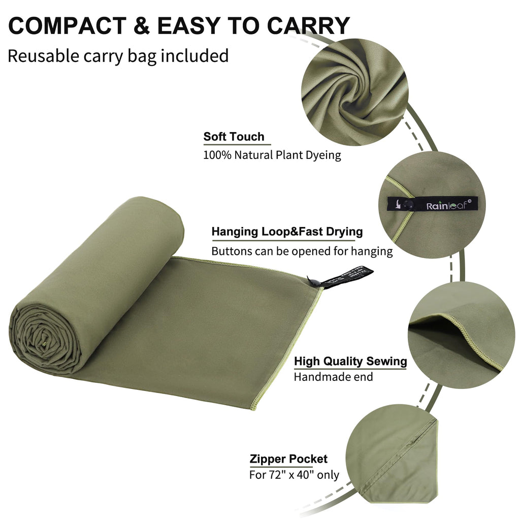 Microfiber Towel Perfect Travel & Gym & Camping Towel. Quick Dry - Super Absorbent - Ultra Compact - Lightweight. Suitable for Trip, Beach, Shower, Backpacking, Pool