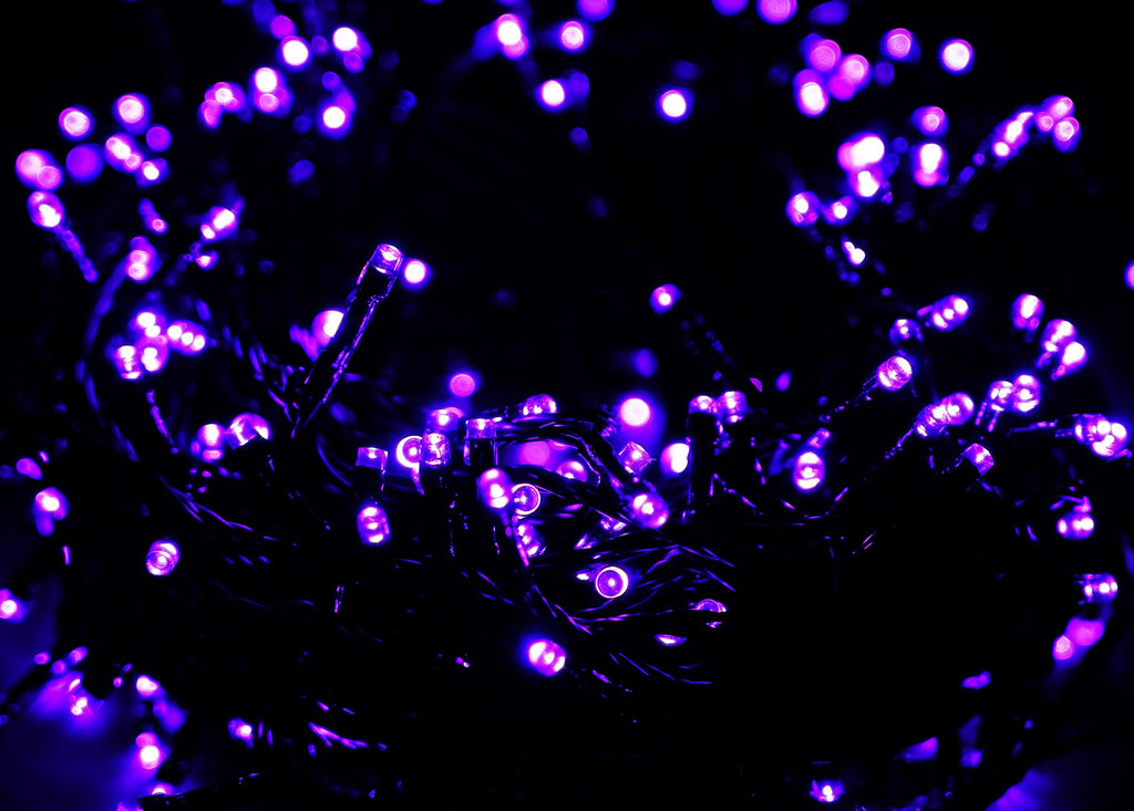 kemooie 300 LED Purple Halloween Lights, 99FT Connectable 8 Lighting Modes Plug in Fairy Lights, Waterproof for Outdoor, Halloween Christmas Wedding Party Garden Decorations (Purple