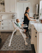 Blissful Diary Baby Splat Mat for Under High Chair, 50.4 x 50.4 Inch Wipeable Splash Mat, Waterproof and Washable, Anti-Slip Floor Protector, Elephant&Giraffe