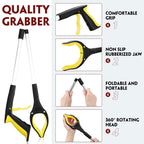 6 Pack Grabber Reacher Tool for Elderly, 32" Foldable Pick up Stick Grabber Long Handy Mobility Aids Lightweight Reaching Tool for Trash Claw Pick up Stick Arm Extension Litter Picker, 5 Color