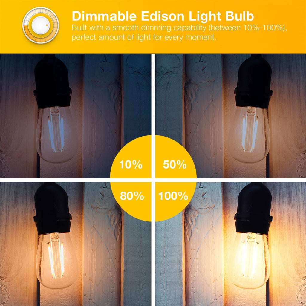 4 Pack Vintage LED Edison Bulbs, E26 Led Bulb 60W Equivalent, Dimmable Led Light Bulbs, High Brightness 800 LM Warm White 2700K, ST58 Antique LED Filament Bulbs, Clear Glass Style for Home