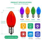 Meconard C7 Led Replacement Christmas Light Bulb, C7 Shatterproof Led Bulbs for Christmas Outdoor String Lights, E12 Candelabra Base, Commercial Grade Holiday Bulbs, Multi-Color, 25 Pack