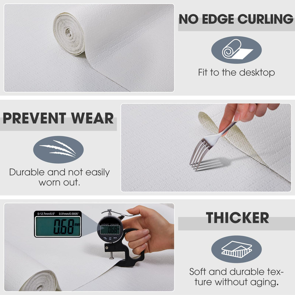 Drawer and Shelf Liner, Non-Slip Kitchen Cabinet Liners Non-Adhesive Thick Strong Grip Waterproof Washable Mats Protect Dresser Shelves Cupboard Bathroom Cabinets, White, 12 in X 10 FT