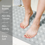 Yanzifly Bathtub Mat Non Slip Bath Mat for Tub Silicone Soft & Safe, Bath Tub Mat Non Slip Shower Mats, Suction Cups Bath Tub Anti Slip Matt for Kids Elderly Non Toxic, Machine Washable-Grey