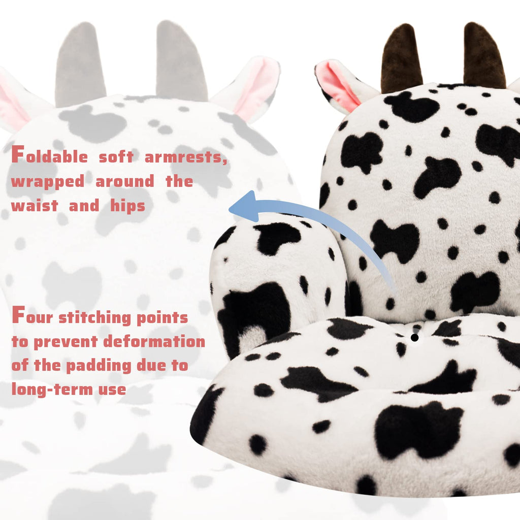 QYA Cute Chair Cushion, Soft Seat Cushions for Office Desk, Kawaii Chair Pillow for Gaming, Comfy Floor Seating for Adults, Cow Stuff for Bedroom Playroom Dining Living Room Decor, 17"x16.5"