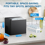 Ice Makers Countertop, 9 Ice Cubes in 6 Mins Portable Ice Maker, 2 Sizes of Bullet Ice (S/L) Small Ice Machine for Home Kitchen Camping (Raven)